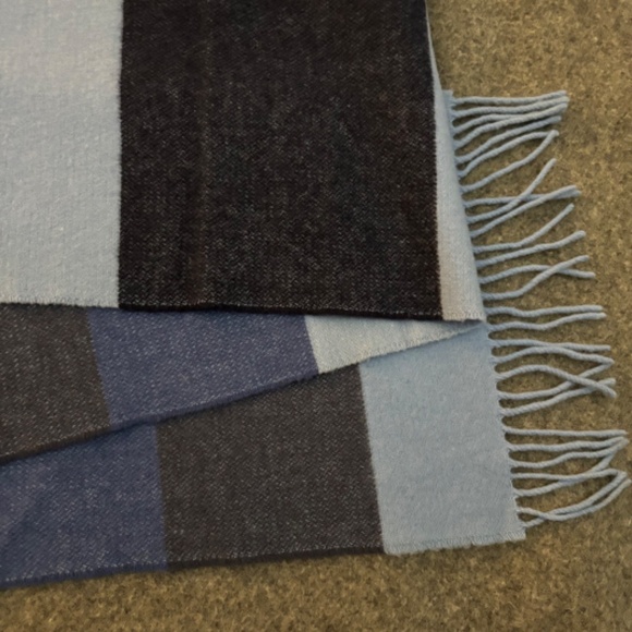 EXPRESS Merino Wool & Cashmere Blue Striped Scarf - Picture 3 of 7